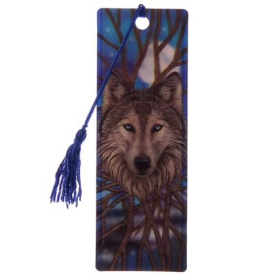Wolf at Night 3D Bookmark by Lisa Parker